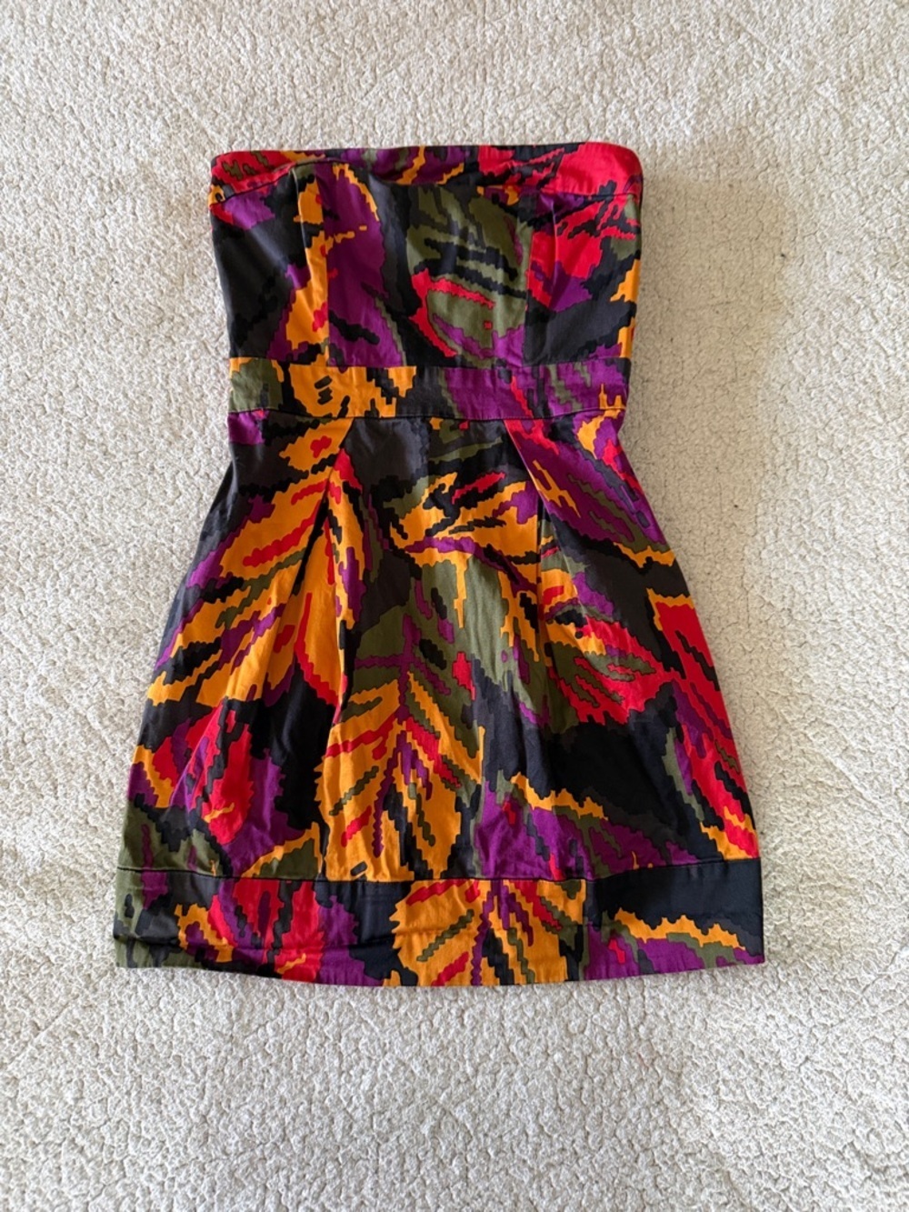 French Connection Strapless Mini Dress in Red, Purple, Orange, Green & Black 4